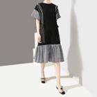 Patterned Short-sleeve Midi T-shirt Dress Black - One Size