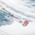 925 Sterling Silver Bead Pendant Necklace Necklace - Lucky Beaded - Peach - One Size