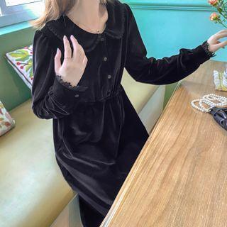 Peter Pan Collar Velvet Maxi Dress