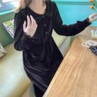 Peter Pan Collar Velvet Maxi Dress