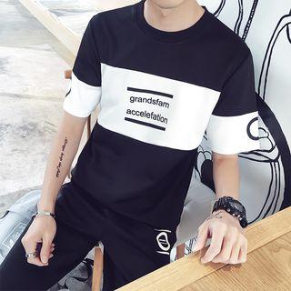 Set: Short-sleeve Color-block T-shirt + Shorts