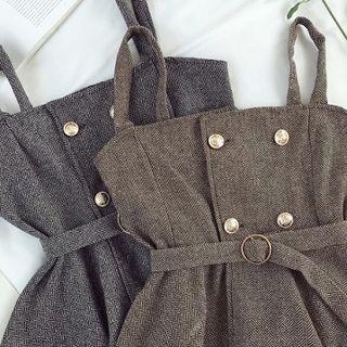 Double-breasted Lace-up Slim-fit Halter Tank