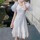 Lace Ruffle-trim Short-sleeve A-line Dress