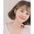 Faux-pearl Chain Necklace Set (3 Pcs) Gold - One Size