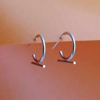925 Sterling Silver Geometric Earring 1 Pair - Silver - One Size