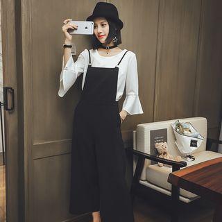 Set: Bell-sleeve Top + Wide Leg Jumper Pants