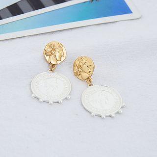 Coin Pendant Earrings 1 Pair - As Shown In Figure - One Size