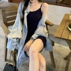 Long Sleeve Oversized Shirt / Sheath Knit Slipdress