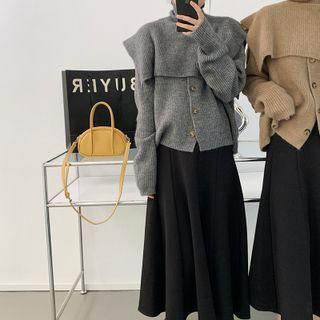 Set: Plain Cardigan + Sweater