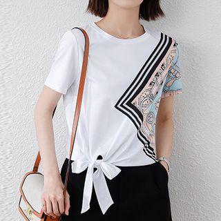 Print Tie-hem T-shirt
