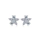 Simple And Fashion Flower Stud Earrings With Cubic Zirconia Silver - One Size