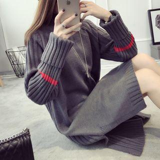 Ribbed Mock-neck Knit Dress