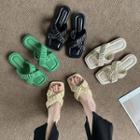 Shirred Strap Cross-strap Slide Sandals