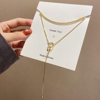 Layered Stainless Steel Choker X425 - Gold - One Size