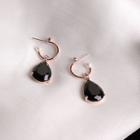 Faux Pearl Faux Crystal Drop Earring 1 Pair - Black & Gold - One Size