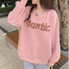 Round-neck Fleece-lined Lettering Long-sleeve Sweatshirt