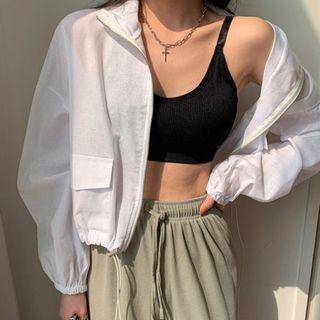 High-neck Flap-pocket Zip-up Jacket