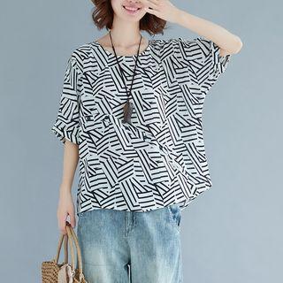 Short-sleeve Geometric Print Top