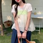 Two-tone Camisole Top / Short-sleeve Lettuce Edge T-shirt