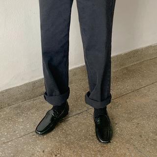 Square-toe Python Loafers