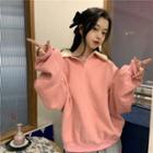 Fleece Collar Sweatshirt Pink - One Size