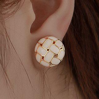 Enamel Stainless Steel Earring 1 Pair - White - One Size