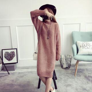 Mock Neck Midi Sweater Dress