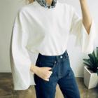 Slit-sleeve Fray-edge Pullover