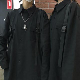 Couple Matching Strap Accent Long-sleeve Shirt