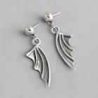Devil Wings Sterling Silver Dangle Earring 1 Pair - With Silver Earring Back - Vintage Silver - One Size