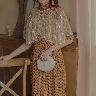 Sequin Mesh Cape White - One Size