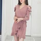 3/4-sleeve Cutout Mini Dress