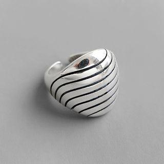 925 Sterling Silver Geometric Stripe Ring Silver - Size 13