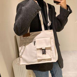 Chain Detail Applique Tote Bag