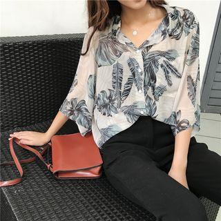 Pattern Loose-fit Chiffon Shirt