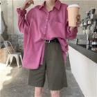 Batwing Sleeve Shirt / Linen Shorts