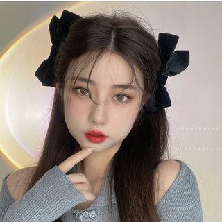 Flocking Bow Hair Clip 1 Pc - Black - One Size