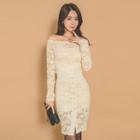 Off-shoulder Lace-overlay Bodycon Dress
