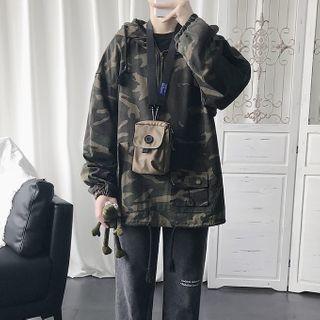 Half-zip Camouflage Hooded Top