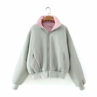 Reversible Stand-collar Cropped Bomber Jacket