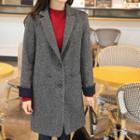 Notched-lapel Contrast-cuff Wool Blend Coat