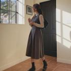 Sleeveless Tab-waist Midi Dress
