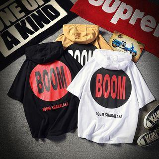 Zip Detail Hooded Elbow-sleeve T-shirt