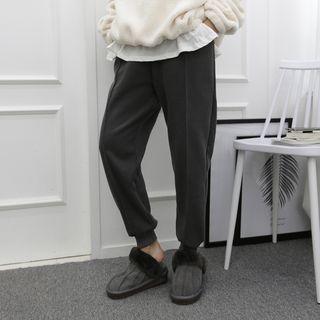 Seam-front Fleece-lined Jogger Pants