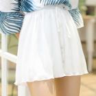 Drawstring Chiffon Wide-leg Shorts