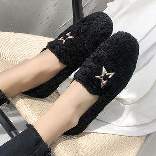 Furry Star Applique Loafers