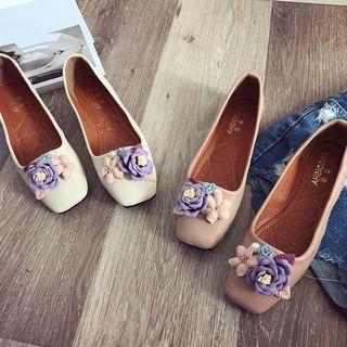 Flower Square Toe Flats