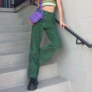 Plain  Corduroy Straight Leg Pants