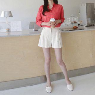 Pleated Linen Shorts