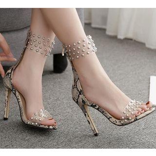 Studded Transparent Pvc High-heel Sandals